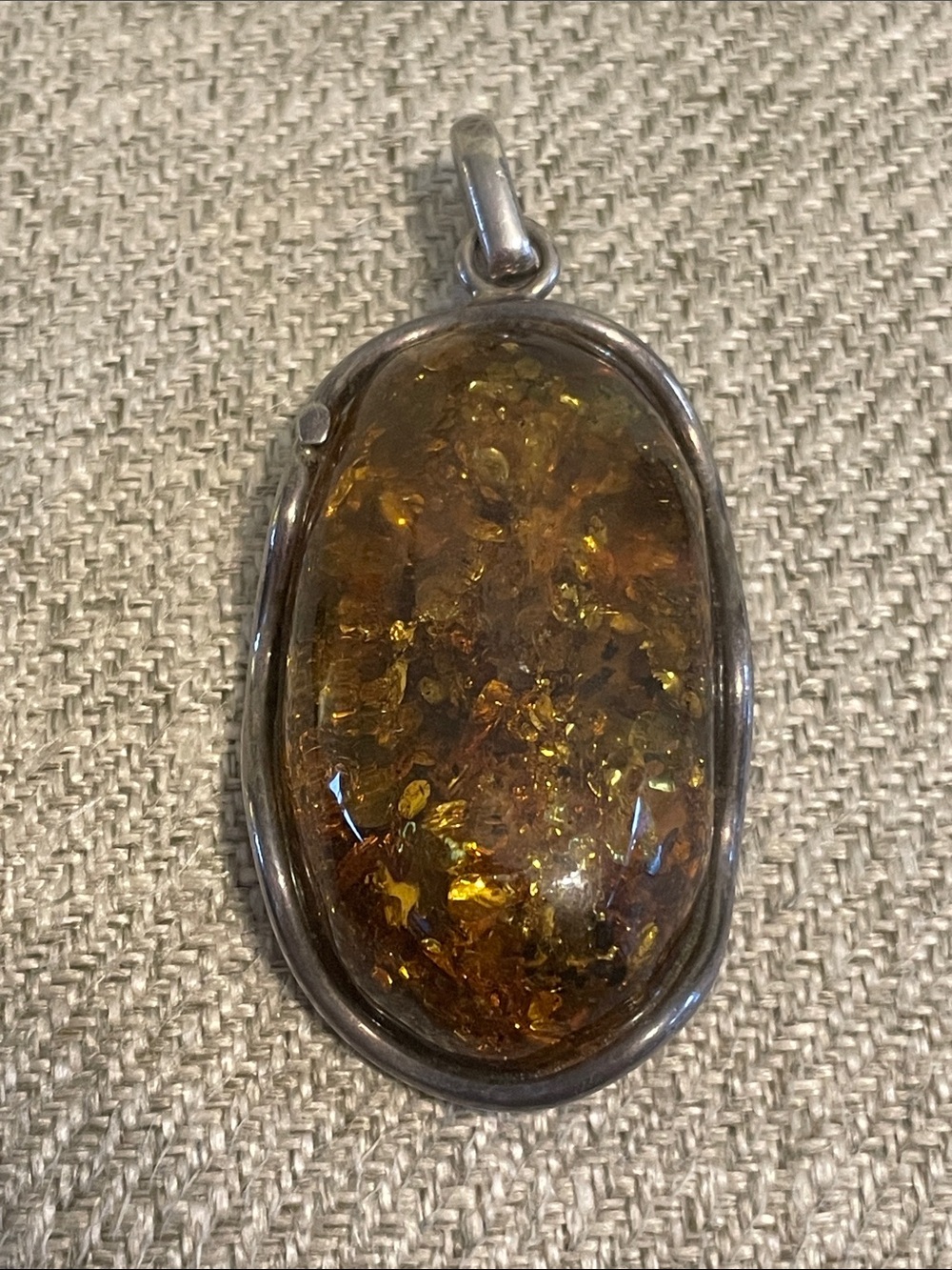 Sterling Silver Green Amber Pendant - Picture 3 of 12